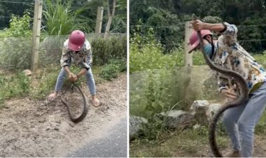 OMG :- खतरनाक सांप को महिला ने इस तरह किया काबू, आप भी विडियो देखकर हो जाएँगे हैरान….देखे दिल दहलाने वाला वीडियो