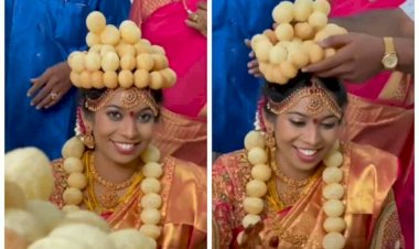 VIDEO: शादी के दिन दिखा दुल्हन और गोलगप्पे का खास रिश्ता.... शादी में दुल्हन ने पहना गोलगप्पे का मुकुट और हार.... सोशल मीडिया पर वायरल हुआ VIDEO.... देखें अनोखे हार और मुकुट का VIDEO......