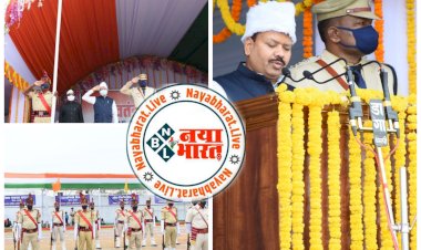 धमतरी - राष्ट्रीय पर्व स्वतंत्रता दिवस के 75 वें समारोह मे ...संसदीय सचिव विनोद सेवन लाल चन्द्राकर ने किया ध्वजारोहण..