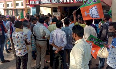 CG:भाजपा युवा मोर्चा के बेमेतरा जिलाध्यक्ष के नेतृत्व में साजा एसडीएम कार्यालय का घेराव किया गया
