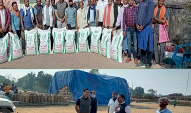 जनपद उपाध्यक्ष ने किसानों को दलहनी बीज वितरण कर उपार्जन केंद्र का किया निरीक्षण।