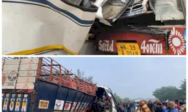 15 की दर्दनाक मौत: भीषण सड़क हादसा.... यात्री बस और ट्रक में भीषण टक्कर…. LPG सिलेंडर से लदे ट्रक ने मारी बस को टक्कर.... 15 लोगों की दर्दनाक मौत... 30 घायल.....