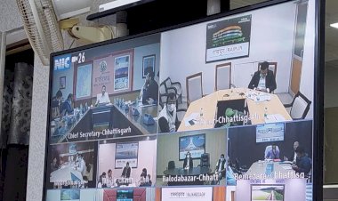 कोविड-19 संक्रमण और धान-खरीदी के संबंध में मुख्य सचिव ने ली वीडियो कॉन्फ्रेंसिंग...कलेक्टर श्री एल्मा हुए वी.सी. में शामिल....