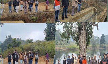 बेलदगी अलगा बांध में स्वीकृत नहर का अधिकारियों ने विधायक प्रतिनिधि विक्रमादित्य सिंह देव के साथ किया सर्वेक्षण
