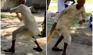 VIDEO बुजुर्ग शख्स ने जोरदार अंदाज में खेला क्रिकेट: 85 साल की उम्र में क्रिकेट खेलते हुए बुजुर्ग का वीडियो वायरल.... फुर्ती देख दंग रह गए यूजर्स.... लोगों ने कहा, बुस्टर डोज़ का कमाल.... देखें VIDEO.........