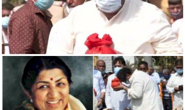 PHOTOS-VIDEO: ठंडी हुई लता मंगेशकर के चिता की आग.... Lata Mangeshkar की अस्थियां इकट्ठी करने शिवाजी पार्क पहुंची फैमिली.... 3 कलशों में रखी गई लताजी की अस्थियां.... दीदी को याद कर भावुक हुए परिजन.... अस्थियां लेकर लौटे भतीजे आदिनाथ.... देखें PHOTOS-VIDEO.......
