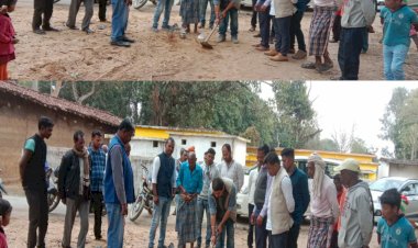 सीसी रोड एवं निर्मला घाट निर्माण कार्य  का किया गया भूमि पूजन