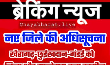CG- नए जिले की अधिसूचना BIG ब्रेकिंग: खैरागढ़-छुईखदान-गंडई को जिला और साल्हेवारा बना तहसील.... सरकार ने जारी किया अधिसूचना.... राजपत्र में हुआ प्रकाशन…..