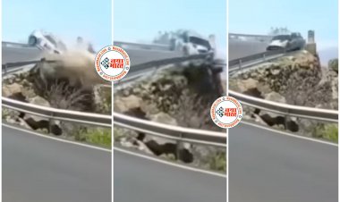 Shocking VIDEO: भयानक सड़क हादसा.... रेलिंग से टकराई कार.... फिर हुआ ये.... मौत को छूकर टक से वापस आया.... देखें रोंगटे खड़े कर देने वाला वीडियो.....