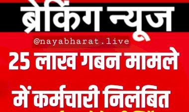 CG ब्रेकिंग: कर्मचारी ने उड़ाए 25 लाख... DEO की बड़ी कार्रवाई... 25 लाख गबन मामले में कर्मचारी निलंबित... FIR दर्ज करने के भी निर्देश... देखें आदेश.....