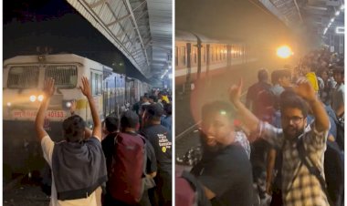 ट्रेन का अनोखा स्वागत VIDEO: नौ घंटे देरी से आई ट्रेन, खुशी से झूम उठे पैसेंजर, बजाई ताली, जमकर किया डांस, देखें वीडियो....