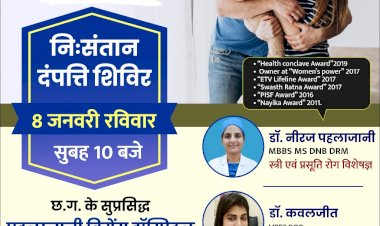 निसंतान दंपतियों के जीवन में खुशहाली के लिए राना मेडिकल के तत्वाधान में छत्तीसगढ़ के सुप्रसिद्ध पहलाजानी विमेंस हॉस्पिटल द्वारा नि:शुल्क परामर्श शिविर…