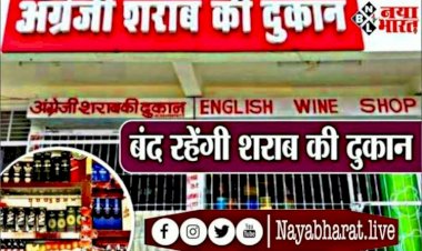 CG BREAKING: शराब दुकान बंद... 'शराब प्रेमियों' के लिए जरूरी खबर... इस दिन होटल बार और सभी देशी-विदेशी शराब दुकानें रहेगी बंद… शुष्क दिवस घोषित......