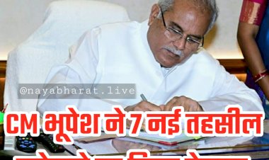 CG- नई तहसील BREAKING: CM भूपेश ने 7 नई तहसील खोलने का किया ऐलान... अपर कलेक्टर कार्यालय और 7 नवीन राजस्व अनुभाग कार्यालय भी... 168 नवीन पदों का सृजन.....