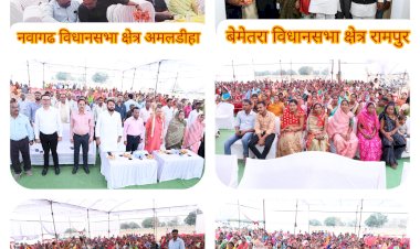 CG:बेमेतरा जिले के ग्राम रामपुर (भांड) और अमलडीहा में वर्चुअल कार्यक्रम का आयोजन किया गया..मुख्यमंत्री ने वर्चुअल के माध्यम से महात्मा गांधी रुरल इंडस्ट्रियल पार्क रीपा का किये शुभारंभ.. रामपुर में विधायक आशीष छाबड़ा, कलेक्टर पदूम सिंह एल्मा(IAS), एडीएम अनिल वाजपेयी, अमलडीहा में प्रभारी सीईओ सुरूचि सिंह(IAS) रहे उपस्थित