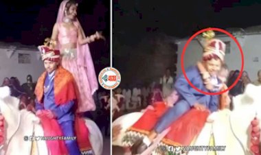 Bride and Groom Viral News : दुल्हे संग घोड़ी पर खड़े होकर डांस करने लगी दुल्हन, लेकिन अगले पल हुआ कुछ ऐसा, बन गई हंसी के पात्र- यहाँ दखें मजेदार वीडियो...
