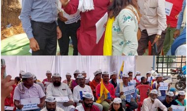 बस्तर जिले मे पेय जल की समस्या का निवारण हेतु भूपेश बघेल की कांग्रेस सरकार के खिलाफ आप पार्टी ने किया मटका फोड़ धरना प्रदर्शन - नरेन्द्र भवानी