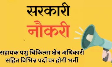 Govt Jobs : सहायक पशु चिकित्सा क्षेत्र अधिकारी के पदों पर निकली बंपर भर्ती, देखिए डिटेल…