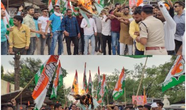 युवा कांग्रेसियों ने जलाया ईडी और भाजपा का पुतला