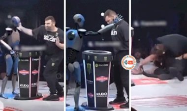 Man Started Slapping Robot : रोबोट संग थप्पड़बाजी करने लगा शख्स, लेकिन जैसे ही रोबोट ने जड़ा थप्पड़, आ गई नानी याद- देखें वीडियो...