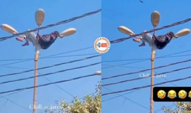 Drunk Man Climbed on Electric Pole : नशे में धुत ये शख्स बिजली के खंभे पर चढ़कर लगा आराम फरमाने, नज़ारा देख लोगों के भी उड़ गये होश- देखें वीडियो...