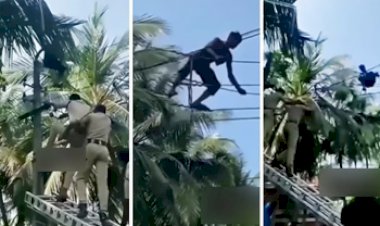 Chor Police Viral News : पुलिस को देखते ही बिजली के खंभे पर चढ़ गया चोर, फिर किया कुछ ऐसा, नज़ारा देख लोगों के भी छुटे पसीने- देखें वीडियो...