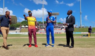 भारत और वेस्टइंडीज के बीच ब्रायन लारा स्टेडियम में 5 मैचों की टी20 सीरीज का पहला टी 20 मैच वेस्टइंडीज ने टॉस जीतकर चुनी  बल्लेबाजी पढ़ें पूरी खबर