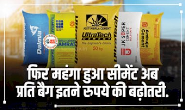 Cement Price Hike : घर बनाने वालों को बड़ा झटका! फिर महंगा हुआ सीमेंट, प्रति बैग इतने रूपए की हुई बढ़ोतरी...