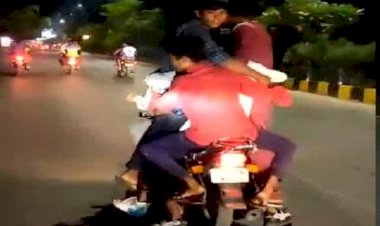 CG- खतरनाक स्टंट VIDEO: सड़कों पर बाइक लहरा कर छह सवारी का खतरनाक स्टंट...वीडियो देखकर खड़े हो जाएंगे रोंगटे...देखें VIDEO...