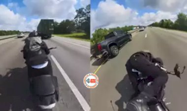 Stunt Viral News : हाईवे पर तेज रफ्तार में बाइक चला रहा था शख्स, तभी ओवरटेक करने के चक्कर में हुआ कुछ ऐसा, नज़ारा देख रोंगटे खड़े हो जायेंगे- देखें विडियो...