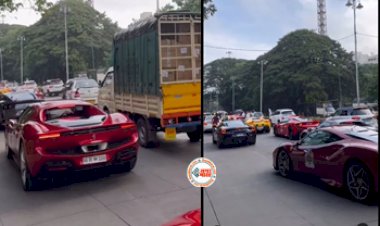 Traffic Viral News : सड़क पर लगी फेरारी कारों का जाम, नज़ारा देख लोगों की फटी रह गयी आँखे- देखें तस्वीरें...
