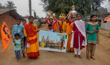CG - 22 जनवरी अयोध्या रामलला प्राण प्रतिष्ठा पर गांव - गांव, गली - गली कलश यात्रा रैली निकाली गई : डिहीपारा में निकाली गई कलश यात्रा...