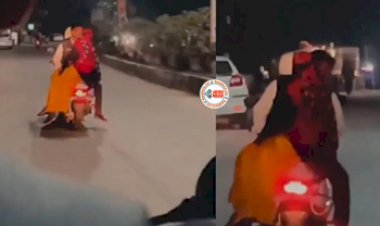 Couple Love Video : स्कूटी में उल्टा बैठकर महिला के साथ अश्लील हरकत करने लगा शख्स, नज़ारा देख आप भी चौंक जायेंगे, देखे विडियो...