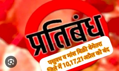 CG:इस महीने बेमेतरा जिले में 3 दिन बंद रहेंगे मांस विक्रय की दुकानें…कलेक्टर ने आदेश जारी, जानिए किस-किस दिन बंद रहेंगी दुकानें और वजह