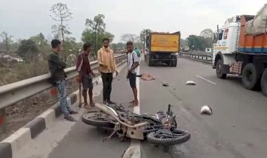 CG  पंचायत सचिव की मौत : तेज रफ्तार हाइवा ने बाइक को मारी टक्कर, ड्यूटी से लौट रहे पंचायत सचिव की मौत,गांव में पसरा मातम....