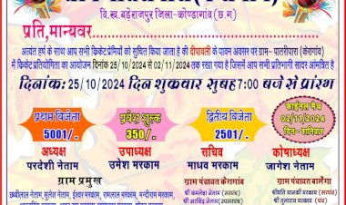 CG - ग्राम पातरीपारा में क्रिकेट प्रतियोगिता 25 अक्टूबर से...