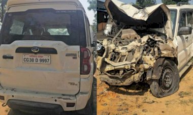 CG - SDM और नायब तहसीलदार की कार हुई दुर्घटनाग्रस्त, अनियंत्रित होकर पलटी स्कॉर्पियो, उड़े परखच्चे.....