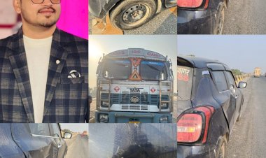 CG - कार का बनारस में एक्सीडेंट : बड़ा हादसा होने से बचे पत्रकार मनीष सिंह...