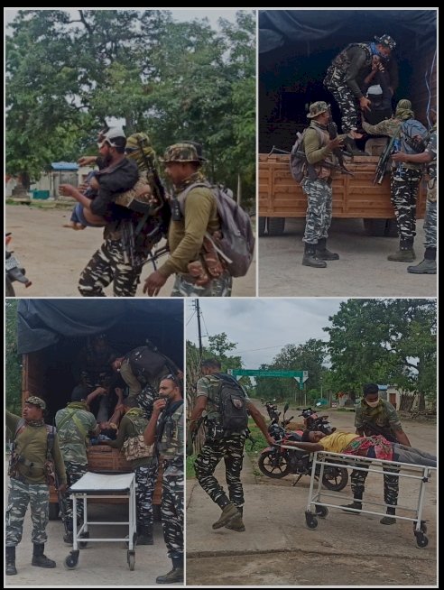 सीआरपीएफ के जवान घायलों के लिए बने देवदूत...घायलों के बेहतर उपचार के लिए अपने गाड़ी में लेकर दोरनापाल  सामुदायिक स्वास्थ्य केंद्र पहुंचे।
