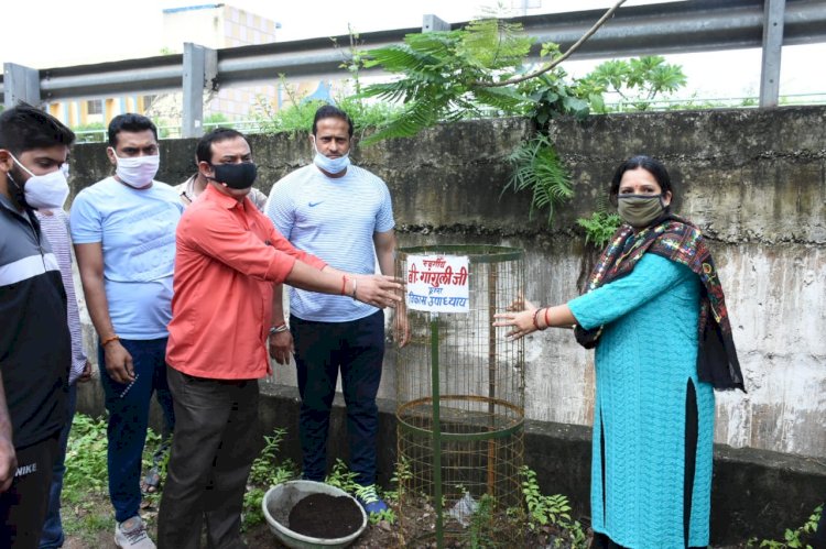 पौधा लगाकर दिवंगतों को स्मरण करते हुए संसदीय सचिव एवं विधायक विकास उपाध्याय दे रहे हैं