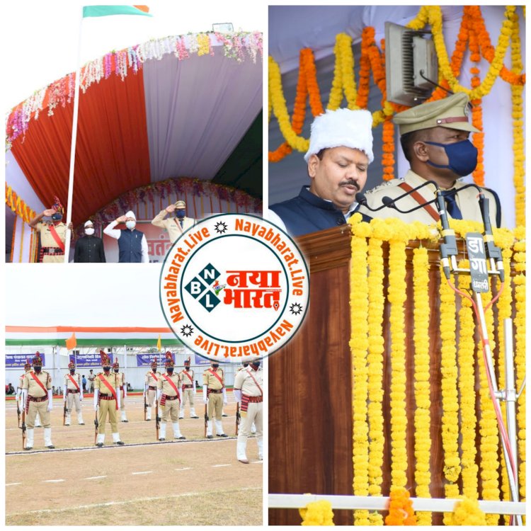 धमतरी - राष्ट्रीय पर्व स्वतंत्रता दिवस के 75 वें समारोह मे ...संसदीय सचिव विनोद सेवन लाल चन्द्राकर ने किया ध्वजारोहण..