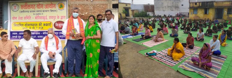 योग आयोग द्वारा राजधानी में दूसरे नियमित योगाभ्यास केंद्र का शुभारंभ.... योग आयोग के अध्यक्ष ज्ञानेश शर्मा के साथ पहले दिन 150 लोगों ने किया योग.....