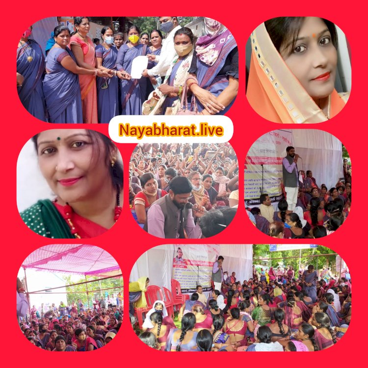 आंदोलन:छत्तीसगढ़ जुझारू आंगनबाड़ी कार्यकर्ता कल्याण संघ बेमेतरा जिला अध्यक्ष विद्या जैन के नेतृत्व में हुआ धरना प्रदर्शन, तहसीलदार को सौपे ज्ञापन