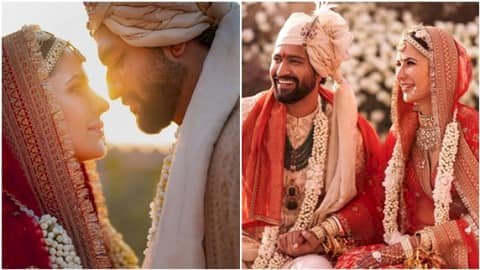 कैटरीना और विक्की के शादी की क्लियर Photos: लाल रंग के जोड़े में बेहद खूबसूरत नजर आईं कटरीना तो पगड़ी पहने शाही अंदाज में दिखे दूल्हे राजा.... विक्की कौशल का थामे हाथ.... लाल जोड़े में दुल्हन बनीं कटरीना.... परी से भी खूबसूरत दिखीं एक्ट्रेस.... देखिए.....