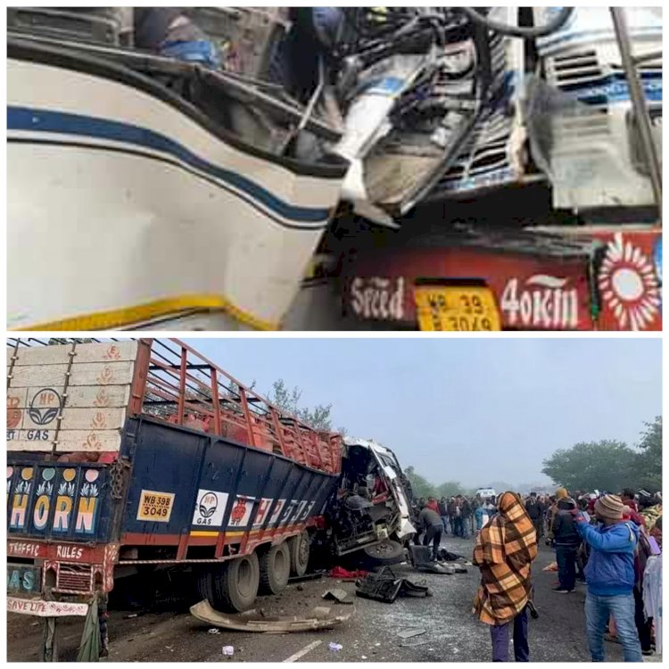 15 की दर्दनाक मौत: भीषण सड़क हादसा.... यात्री बस और ट्रक में भीषण टक्कर…. LPG सिलेंडर से लदे ट्रक ने मारी बस को टक्कर.... 15 लोगों की दर्दनाक मौत... 30 घायल.....
