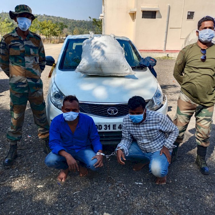 अवैध मादक पदार्थ गांजा परिवहन करते 02 व्यक्ति गिरफ्तार आरोपी के कब्जे से 24 किलो गांजा, एक सफेद रंग का टाटा ज़ेस्ट कार क्र 0 OD 31 E 4099 एवं 02 मोबाईल जप्त,
