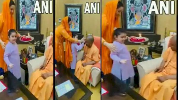 भाजपा नेता अपर्णा यादव अपनी प्यारी सी बेटी के साथ योगी आदित्यनाथ से मिलने उनके आवास पहुंची और पूर्व सीएम मुलायम सिंह यादव के पोती ने सीएम योगी का किया राजतिलक।