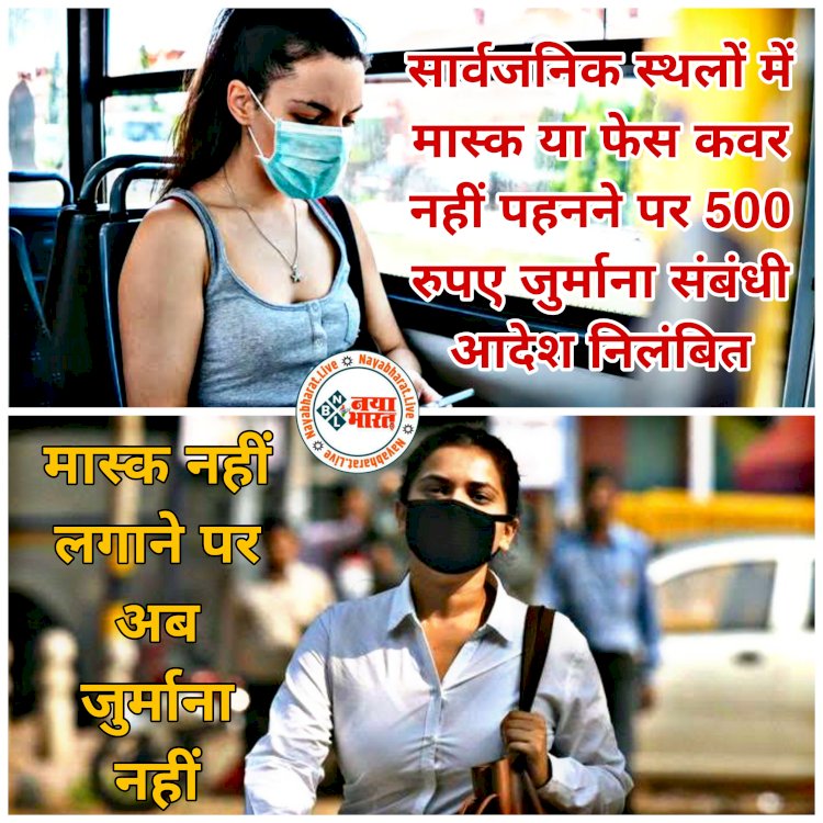 CG: मास्क नहीं लगाने पर अब जुर्माना नहीं.... राज्य सरकार ने जारी किया आदेश.... सरकार ने खत्म की सख्ती.... मास्क की अनिवार्यता निलंबित.... देखें आदेश.....