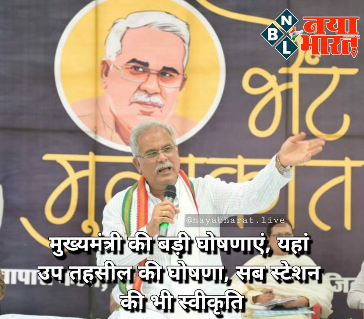 CG- उप तहसील का एलान BREAKING: CM भूपेश की बड़ी घोषणाएं.... यहां उप तहसील की घोषणा.... सब स्टेशन की भी स्वीकृति.... स्कूल के लिए नवीन भवन की घोषणा....