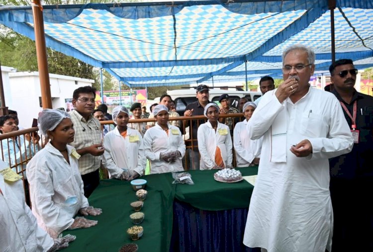 CM भूपेश ने चखा महुआ लड्डू का स्वाद: महुआ से बन रही लड्डू की खुशबू पहुँची चेन्नई तक.... ईश्वरी न बोलती न सुनती पर अपने हुनर से तैयार कर रही महुआ से स्वादिष्ट लड्डू.... मुख्यमंत्री ने की सराहना....